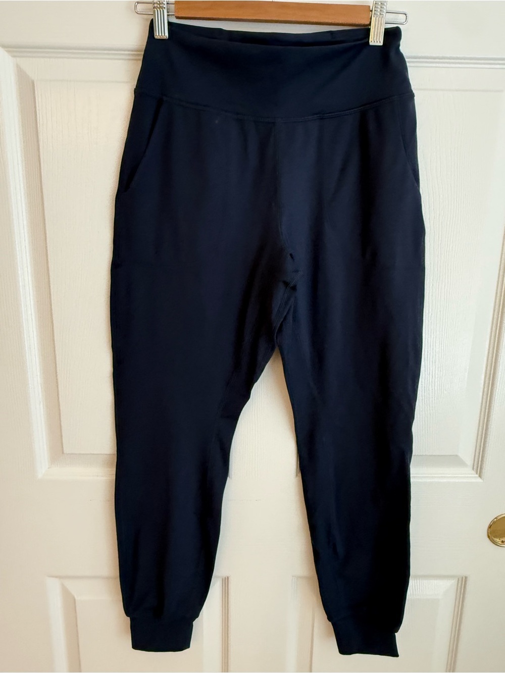Senita Athletics Navy High-Waist Jogger with Cuffed Ankles